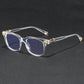 Light Blue Blocking Glasses - Oversized Frame Computer Eyewear With Rhinestone Decor, Fall 2026 Trend Gift