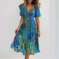 Deep Sexy V-neck Print Women's Summer Dresses - Elegant Swing Party Office Wear