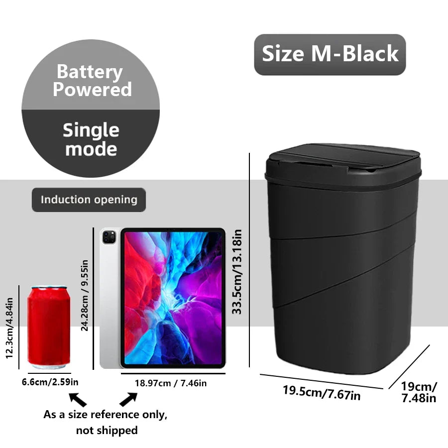 Touchless Sensor Trash Can Battery Powered Hygienic Household