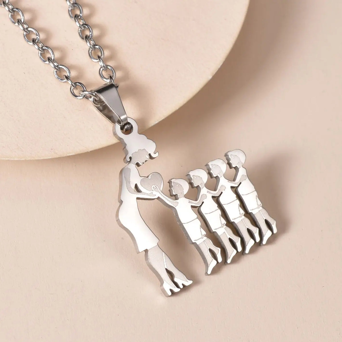 Mother's Day Gift Children Family Stainless Steel Jewelry – Silver Stainless Steel Mother & Kids Pendant Necklace