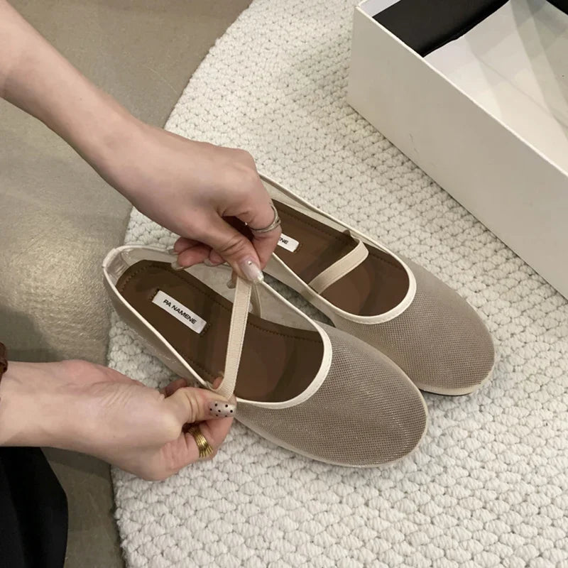 Light Women’s Mary Jane Flats - Shallow Mesh, Casual