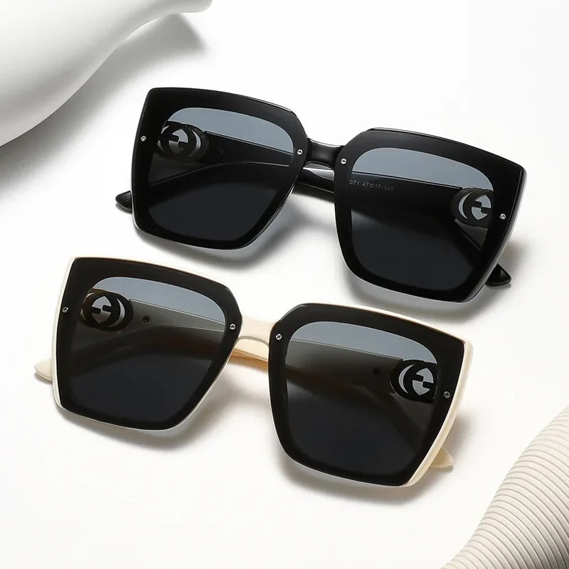 Frame Large Square Sunglasses Women Designer UV400 Travel Eyewear Outdoor Fashion