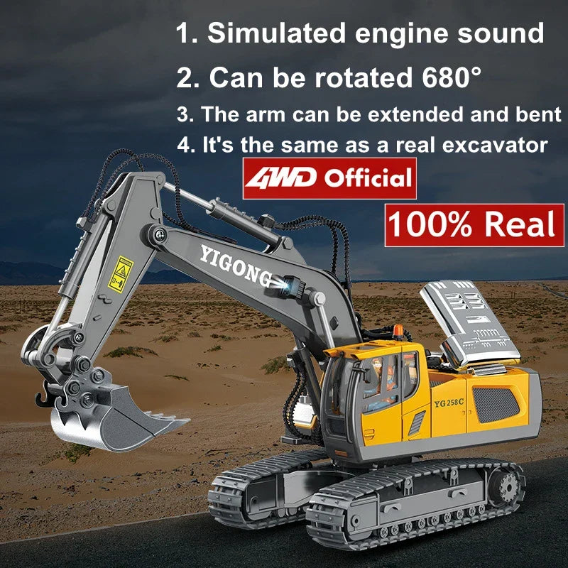 Remote2025 Edition Control Excavator Toy 4WD Construction Vehicle Battery Included Kids Gift Fall