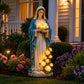 Mary Virgin Statue 7.87 Inch Outdoor Resin Garden Decor With Lighting Roses Religious Figurine Mother's Day Gift