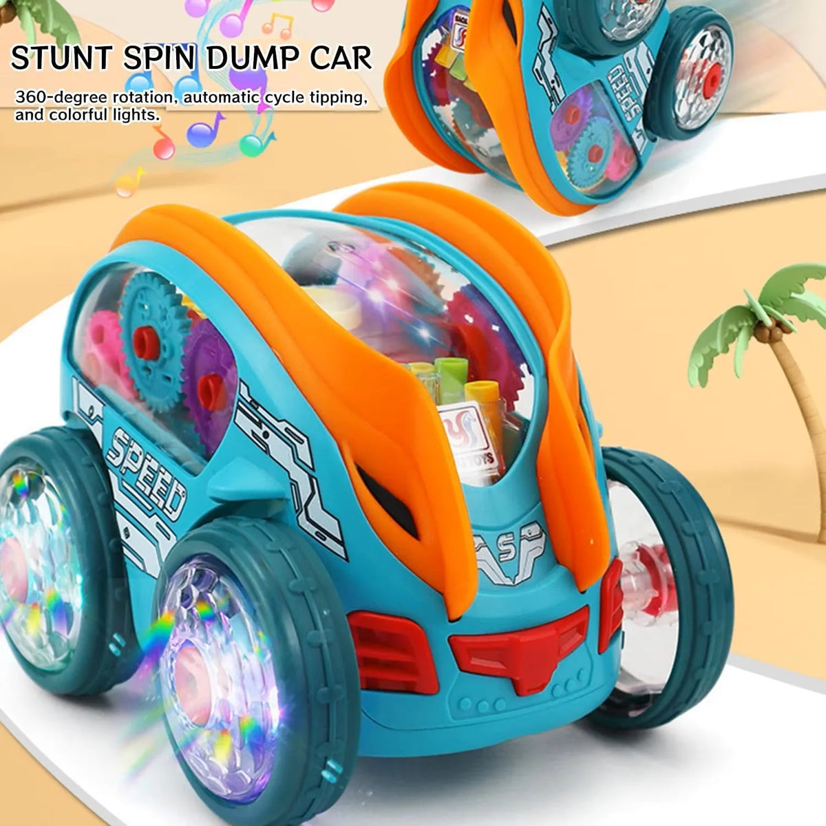 Toy Speedlite Car with LED Lights & Music for Boys Girls, Dynamic Transparent Luminous Car