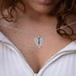 angel wings, zircon stone, metal chain, gift idea – Timeless couples' heart pendant necklace
