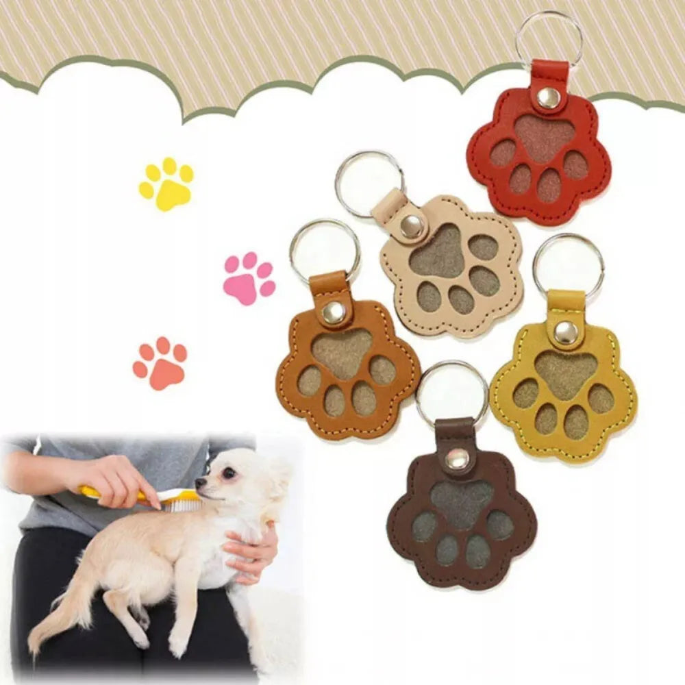 Hair Pet Keychain Paw Pendant PU Leather Hair Holder