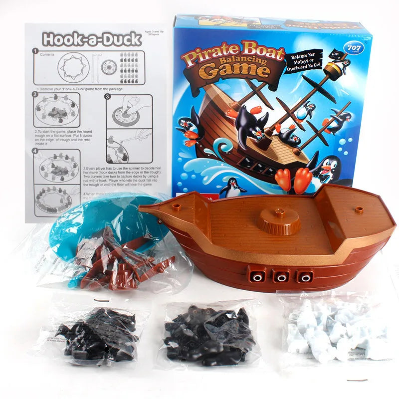 Pirate Colorful Ship Balance Game - Fun Penguin Puzzle for Kids, Parent-Child Interaction, Ideal Birthday Gift