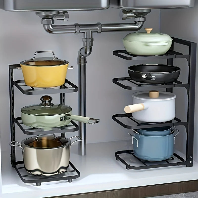 Flexible Pot Rack Stainless Steel Multi Layer Organizer