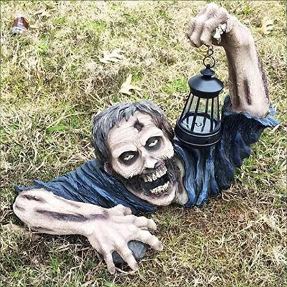 Garden Zombie Statue With LED Lantern Outdoor Horror Decor For Yard Patio Lawn Halloween 2026 Gift