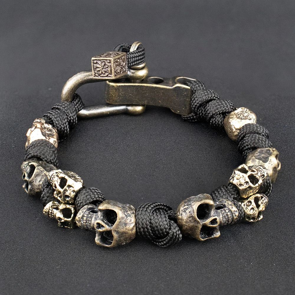 Skull Paracord Bracelet Gothic Wristband Halloween 2026 Gift Idea Flexible Braided Jewelry
