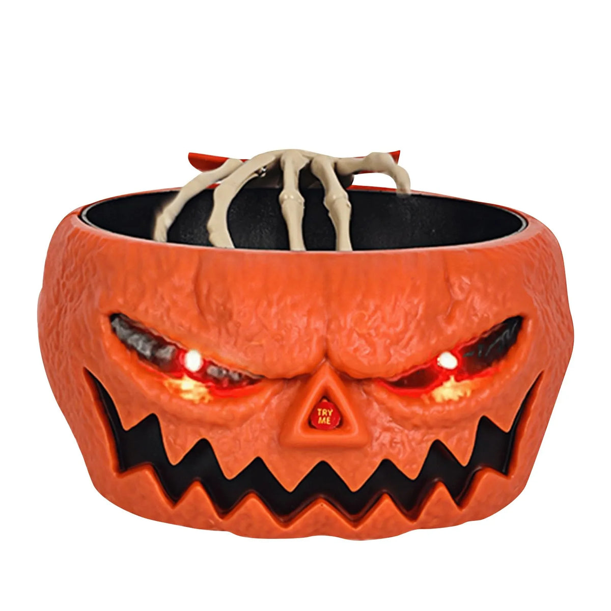 Candy Halloween Bowl Motion Sensor Prank With LED Eyes And Skeleton Hand, Halloween 2025 Party Centerpiece