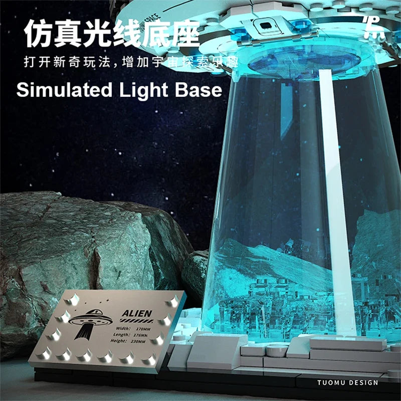 LED Light Up UFO Building Blocks Kit 700 Piece Interlocking STEM Toy Summer 2026 Gift Idea