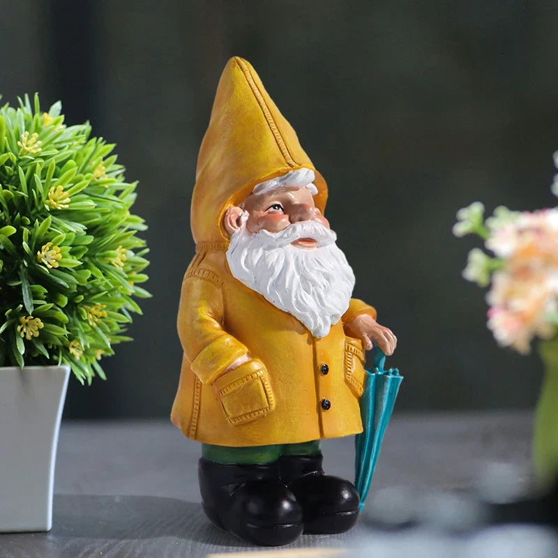 Garden2026 Edition Gnome Statue With Yellow Umbrella Outdoor Lawn Decor Resin Weatherproof Yard Ornament Fall