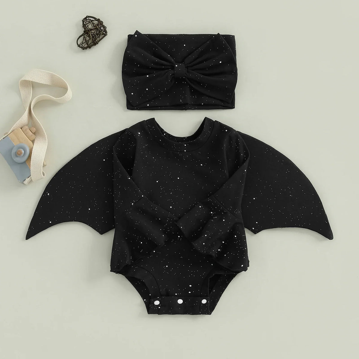 Plush Baby Romper - Long Ruffle Sleeve, Cotton, Halloween