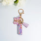 Letter Sequin Keychain With Butterfly Tassel Charm