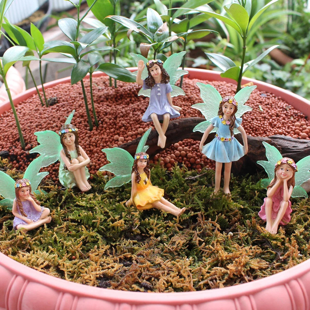 Fairy Garden Figurines 6pc Kit Pot Bonsai Micro Landscape Decor Fairy Tale World Scene Summer 2026 Gift