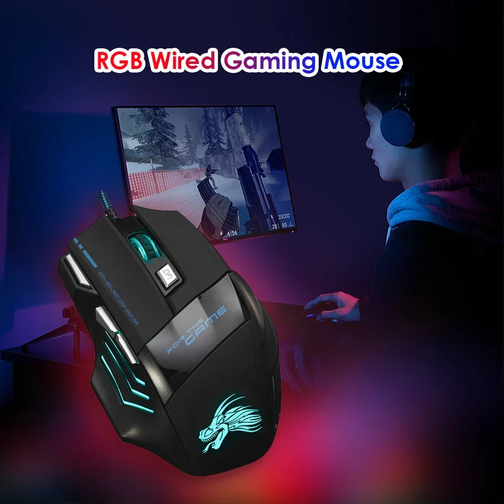 Usb Wired Gaming Mouse 7 Button Backlit Comfort-Grip Comfort