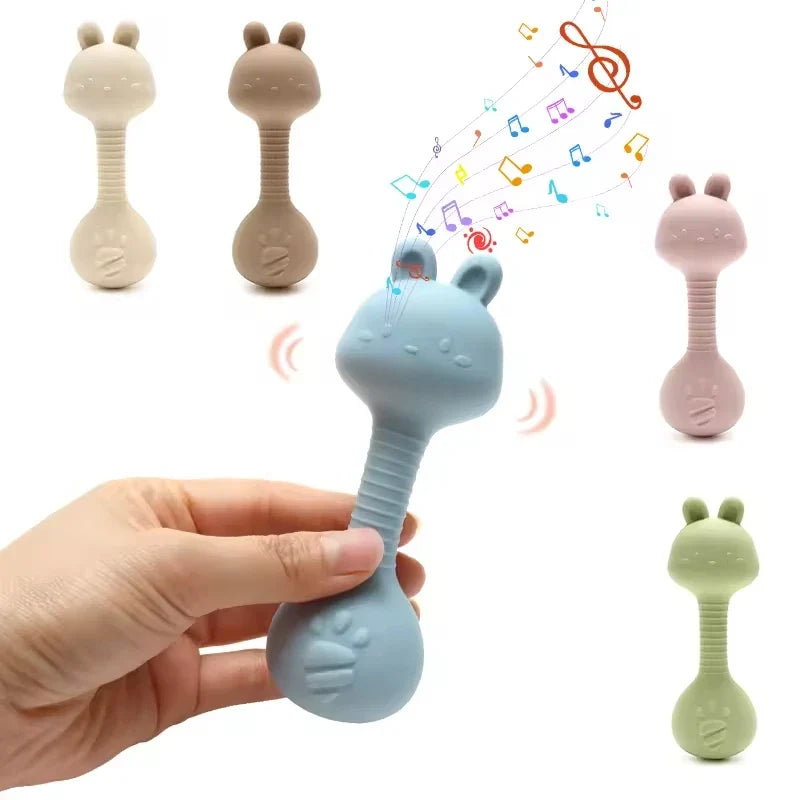 Rabbit Silicone Teether Rattle Newborn Sensory Toys