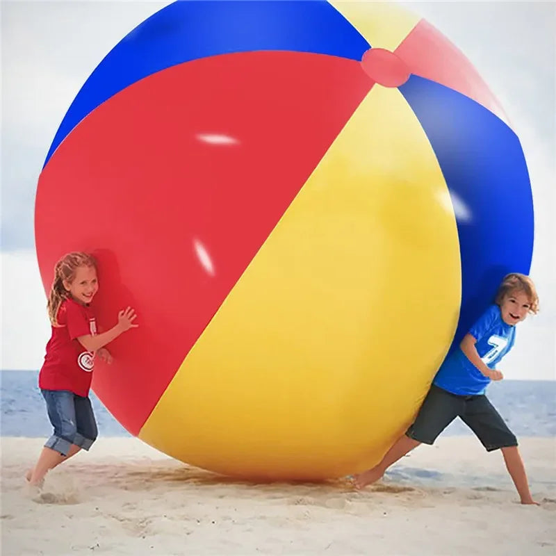 Giant Inflatable Beach Ball, Sturdy PVC Sports Ball for Outdoor Water Games, 100cm & 200cm, Bright Colors
