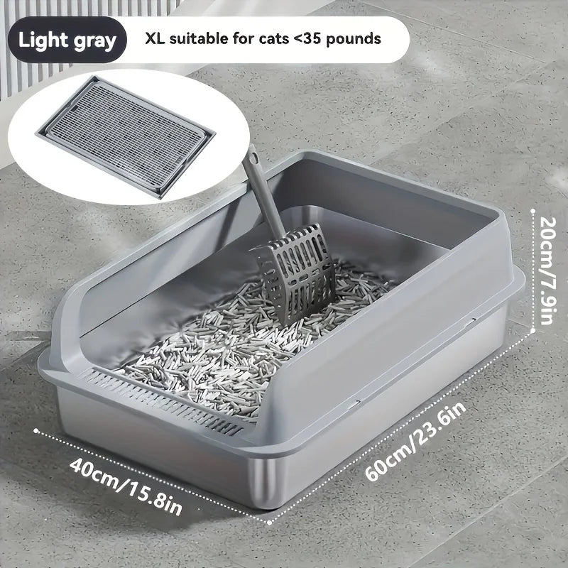 Semi-Enclosed Leak-Proof High-Sided with Mat 2026 – KEMORELA Extra Large Stainless Steel Cat Litter Box