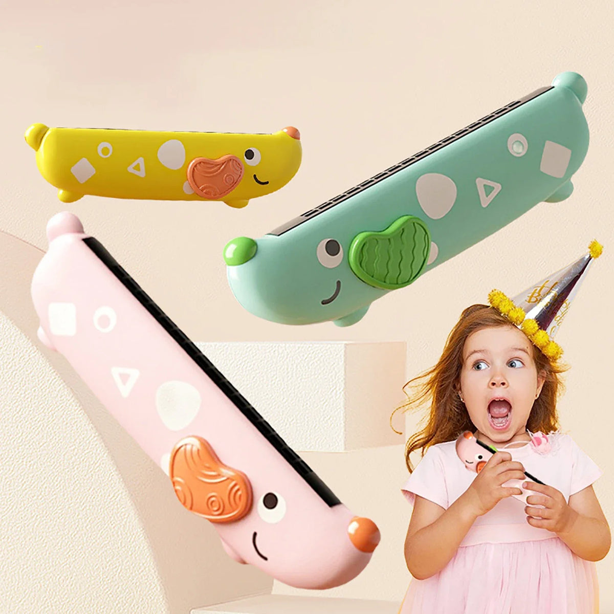 Wooden Cute Cartoon Harmonica for Kids - Creative Montessori Musical Toy for Boys and Girls, Ideal Gift for Young Musicians