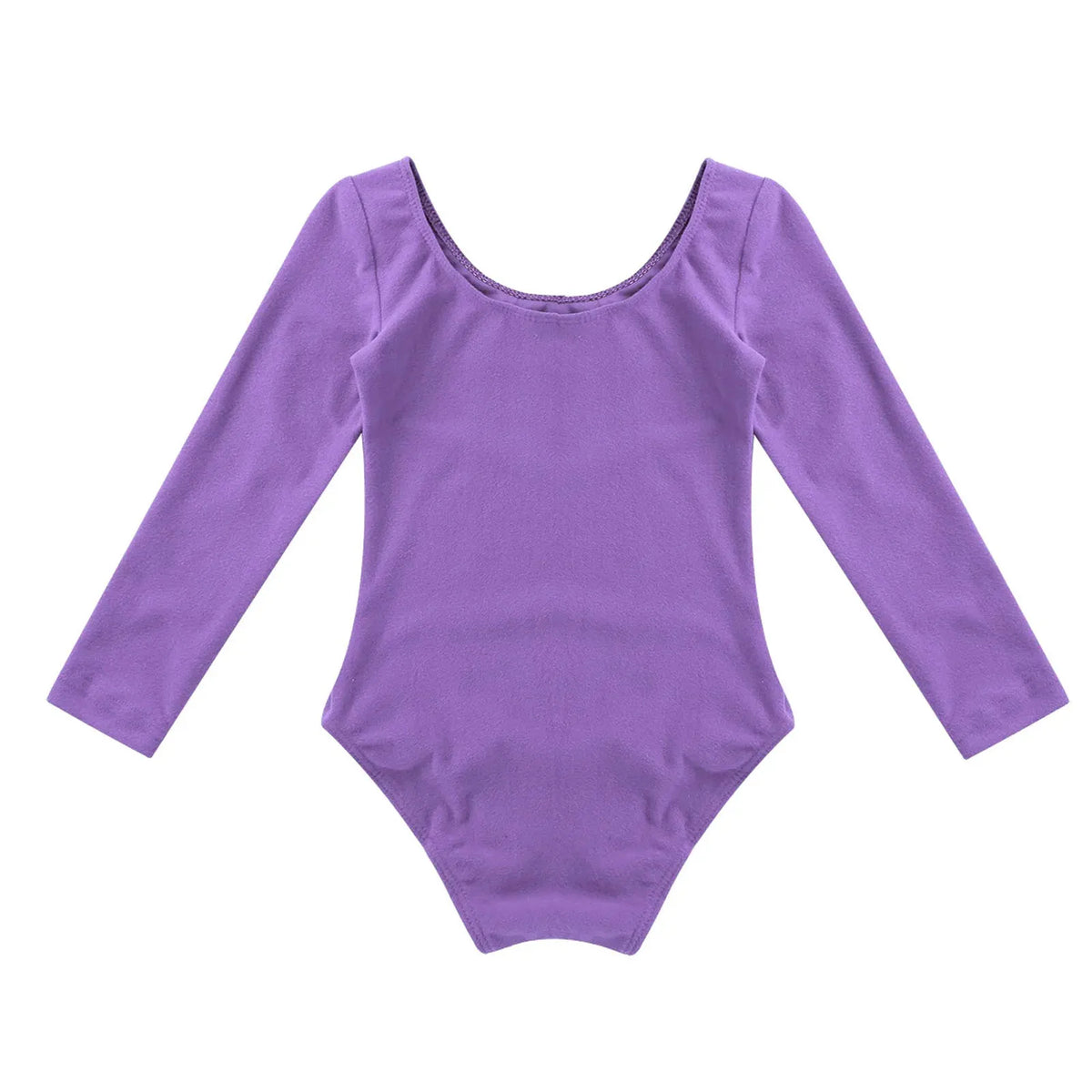Plush girls' leotards - long sleeve solid color, polyester, for ballet and gymnastics training