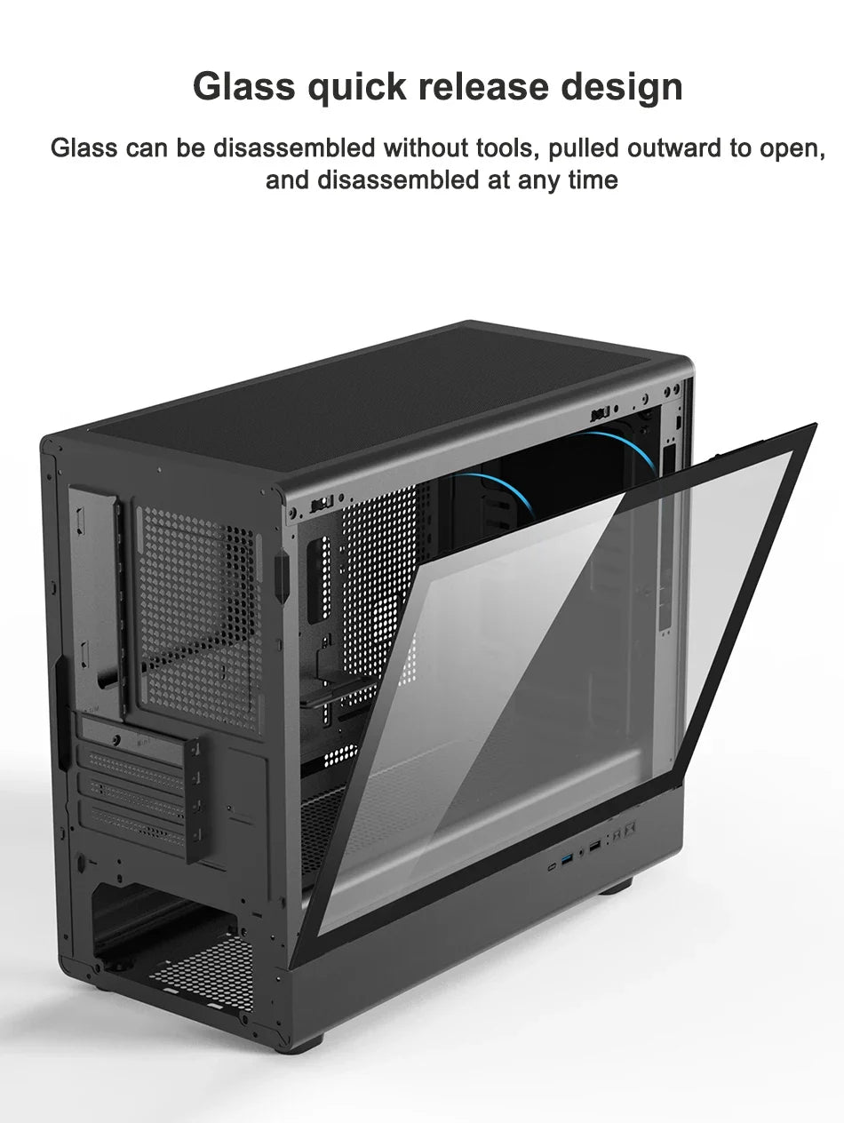 ITX Mini PC Case Tempered Glass 360mm Water Cooling