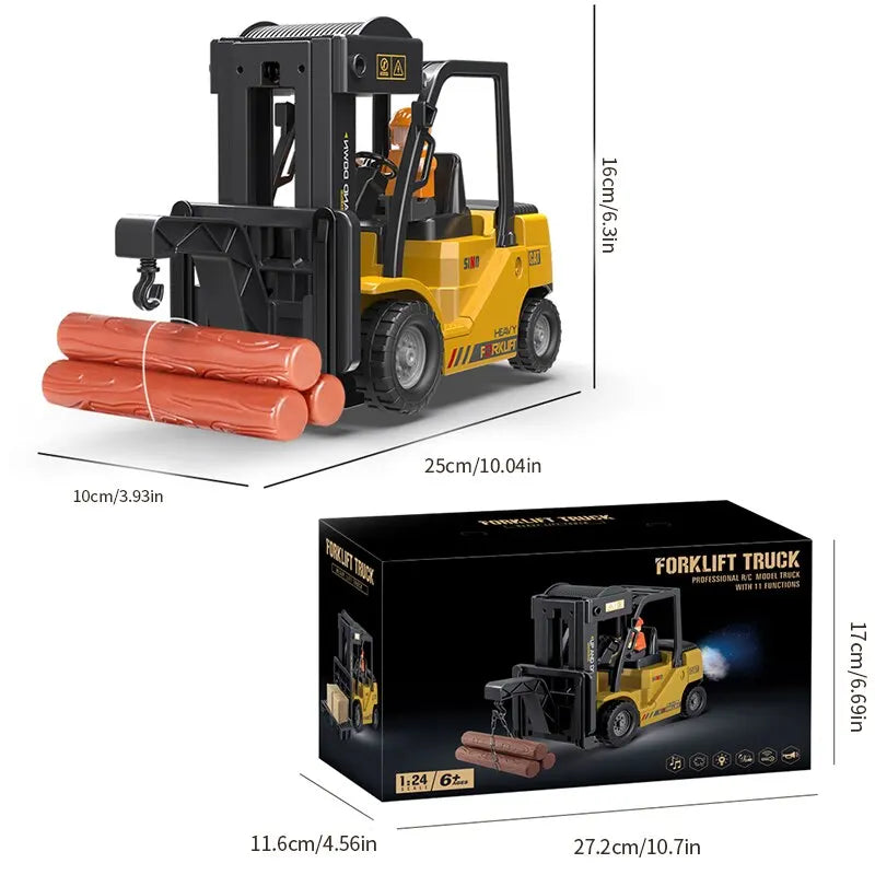 Control Remote Forklift Toy with Lights & Sounds 12-Channel 2.4GHz - RC Construction Vehicle for Ages 6+