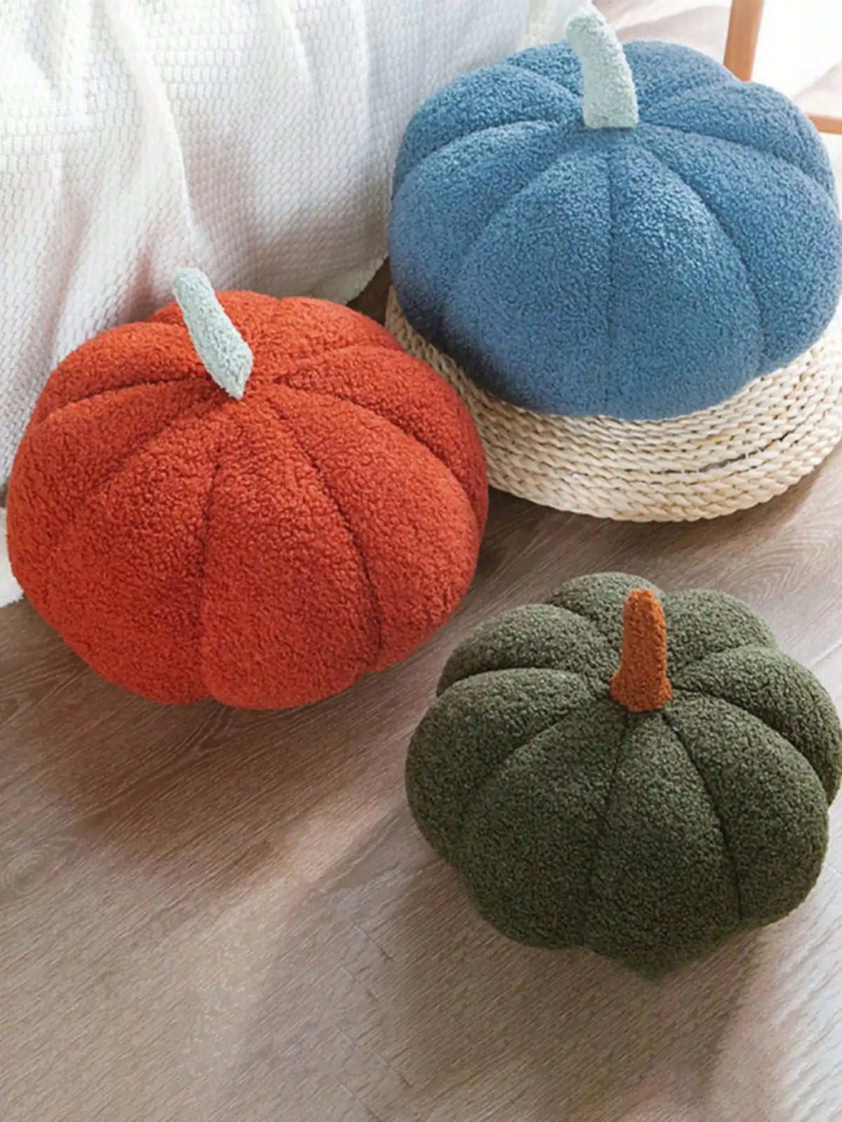 Cozy Sherpa & Boucle Throw Pillow for Fall & Halloween Household Decor, Ideal Gift for Kids and Babies – Plush Pumpkin Cushion
