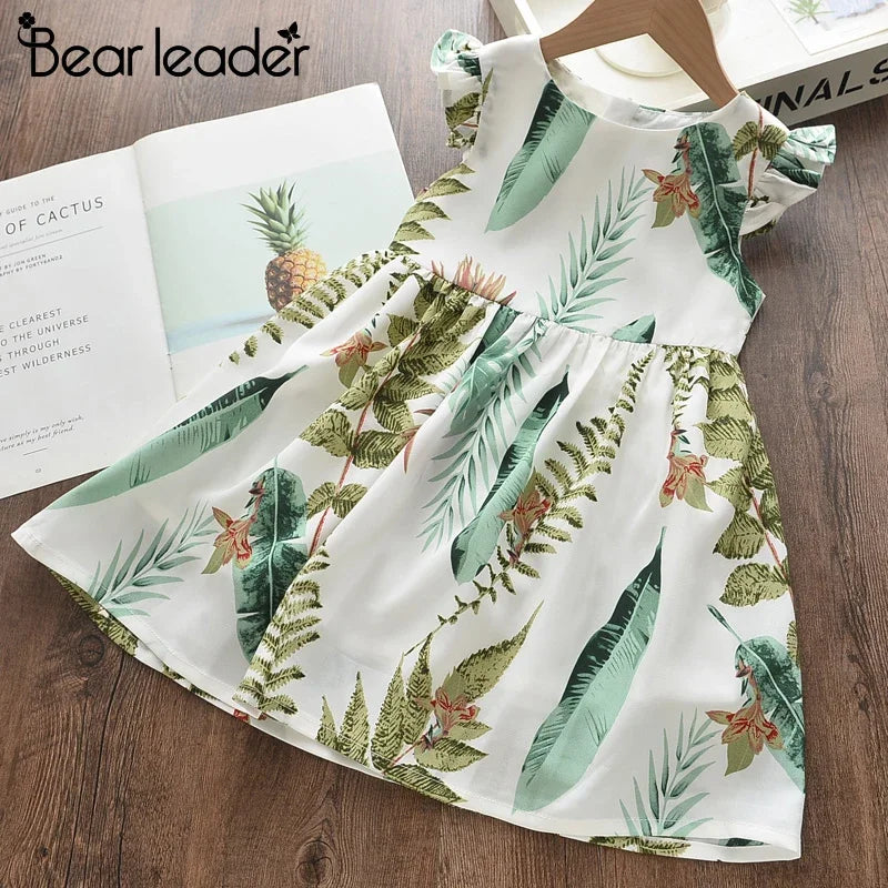 flowy a-line, floral butterfly print, casual wear for everyday adventures – Light girls’ dress