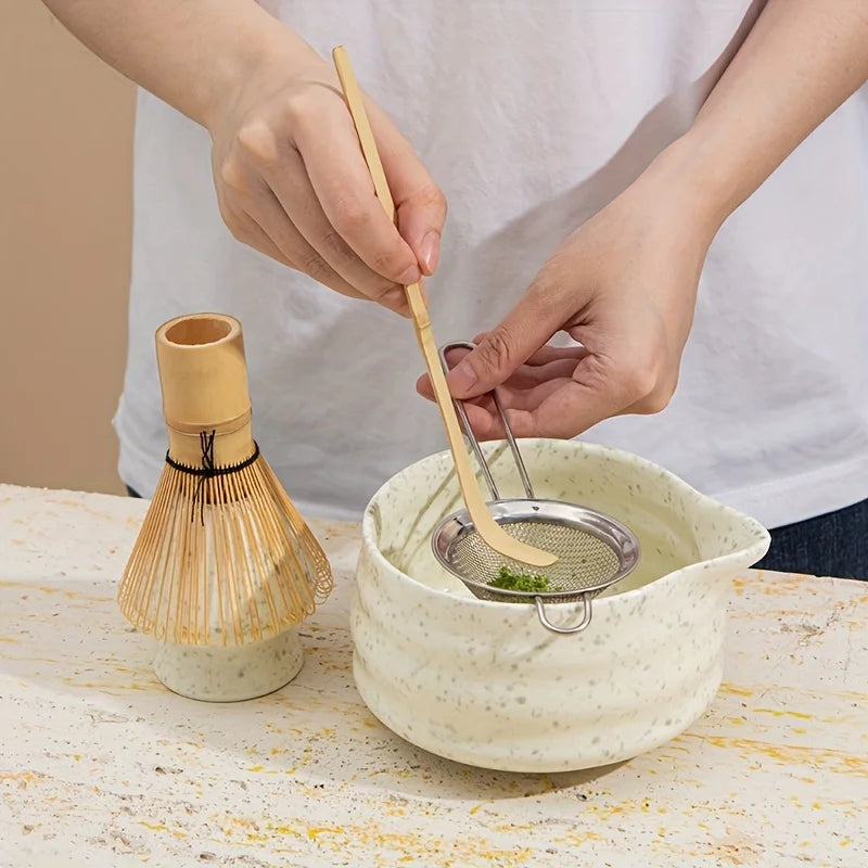 Matcha Kit Spotted Green Ceramic 5Pc Japanese Tea Gift