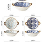 Inch 7.5 Japanese Ceramic Noodle Bowl With Handles Blue