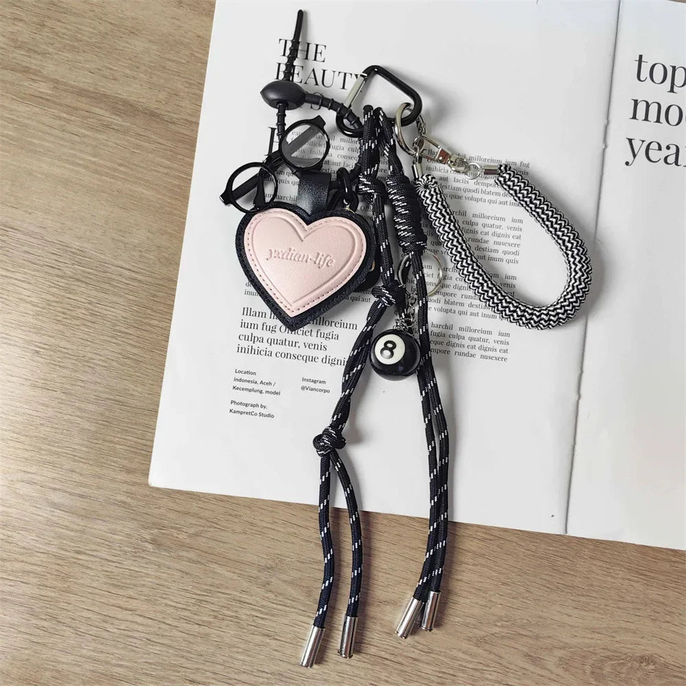 Rope Braid Bag Charm Leather Dachshund Keychain Aesthetic