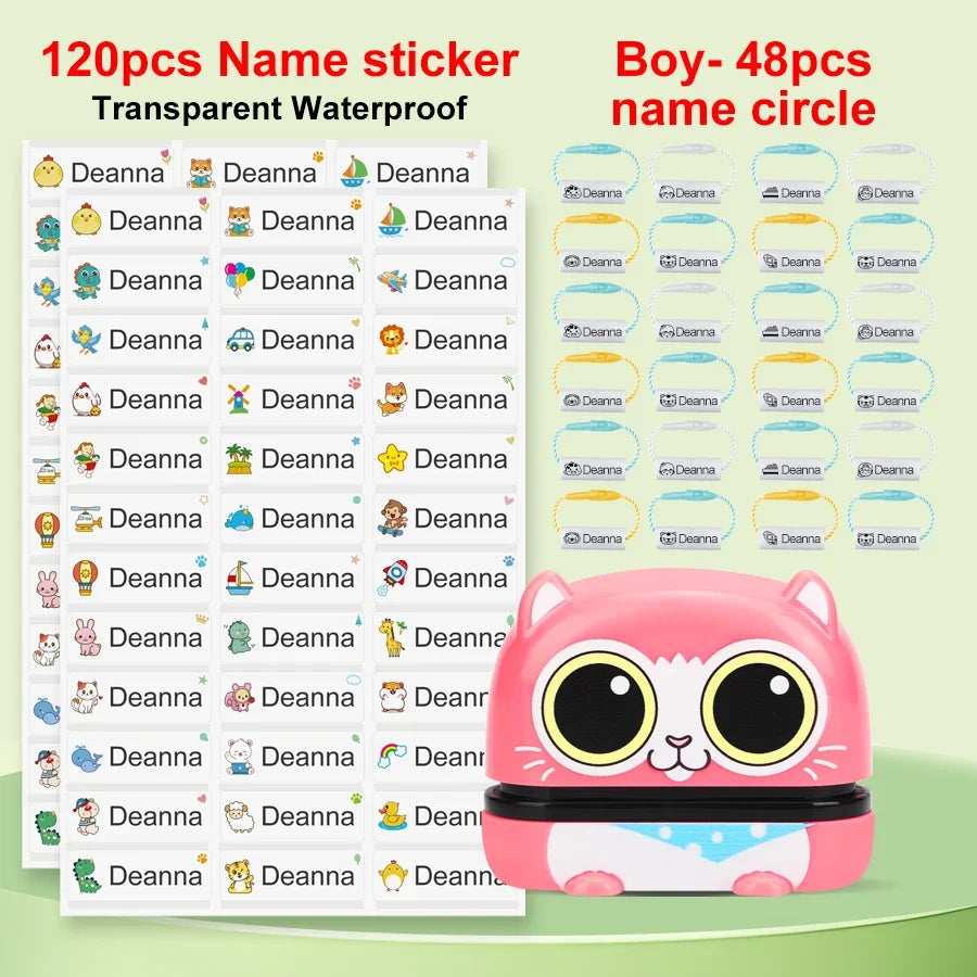 Customized Name Stamp Kit - Engraved Water-Resistant Baby Name Seal, Great Kindergarten Gift