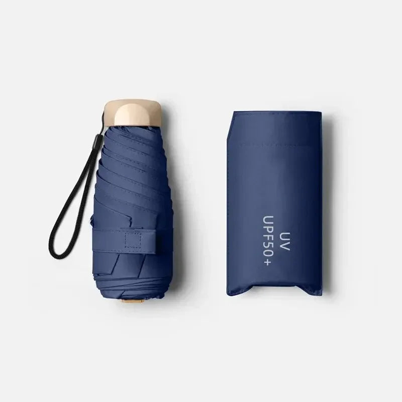Sun Mini Umbrella Pocket Rain Umbrella - Vinyl Folding UV Protection Parasol Capsule