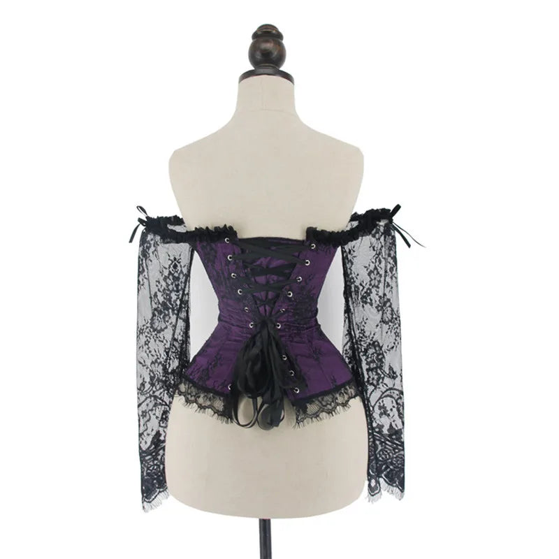 Women's Supportive Corset Top - Off Shoulder, Lace Satin