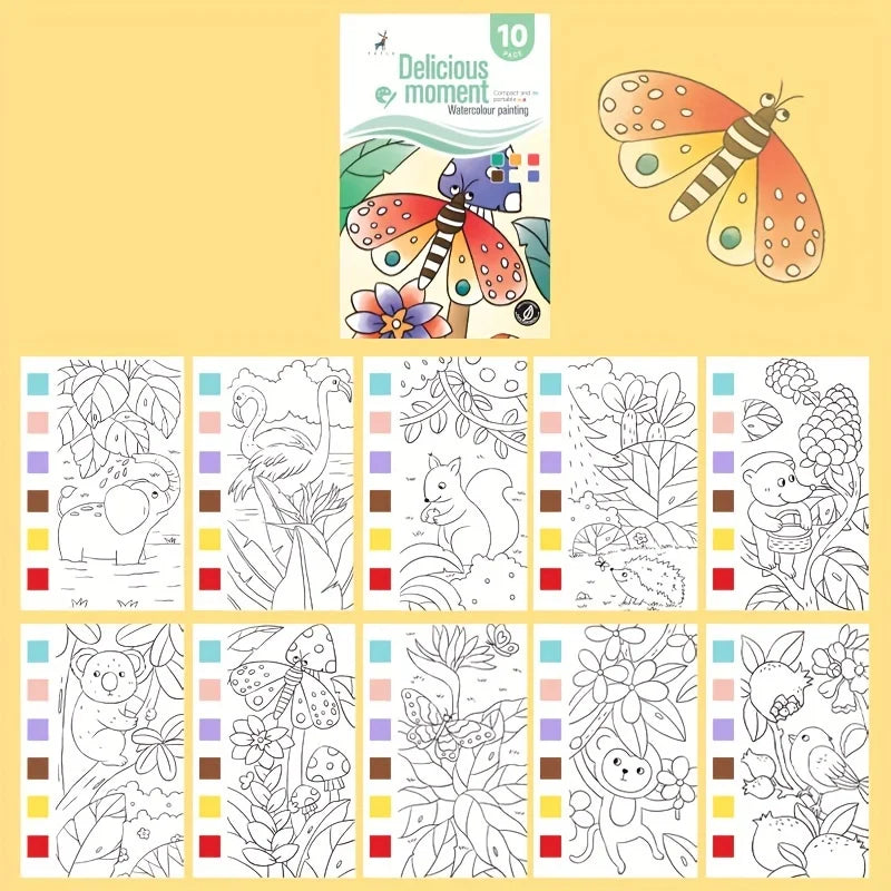 Painting Watercolor Book With Pen Self Contained Water Colors Art Kit For Kids Back To School 2025 Gift