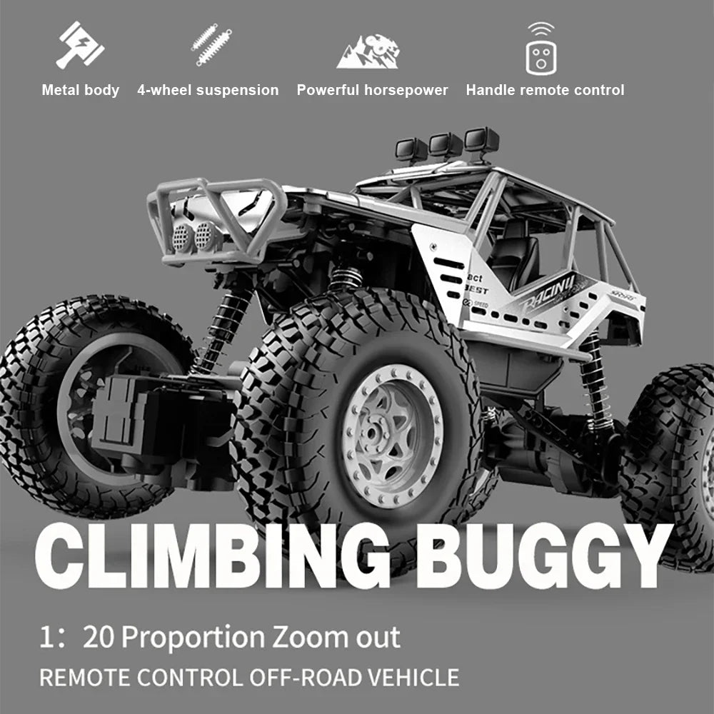 Remote2025 Edition Control Car Off Road Monster Truck Rock Crawler 4WD Dual Motors Metal Shell LED Headlights Kids Gift Fall