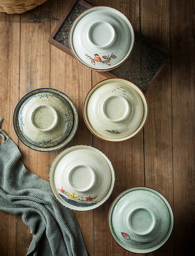 Ramen Instant Bowl With Lid Porcelain Large Capacity