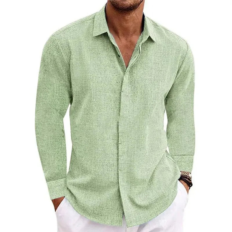 Loose Solid Color Casual Top for Plus Size Fashion – Men’s Long Sleeve T-Shirt