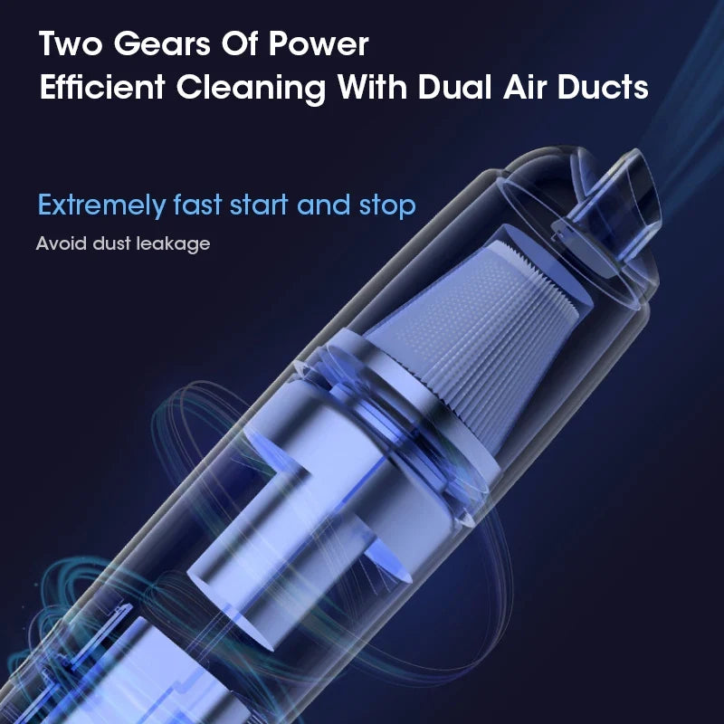 Battery-Powered Hand-Held Car Vacuum Cleaner - Cordless Travel-Friendly Dust Removal for Household Cleaning