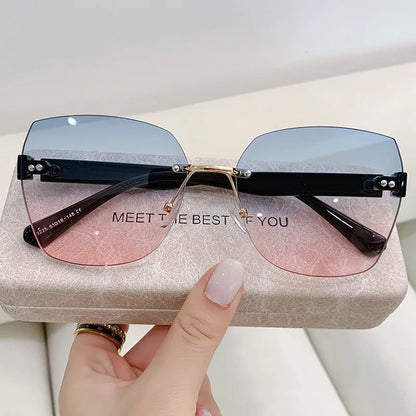 Fashionable Korean Sunglasses for Women - Anti-UV Big Face Tawny Round Glasses