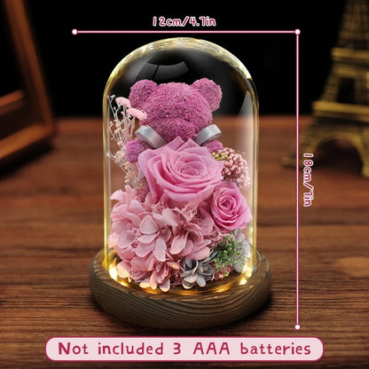 A Thoughtful Valentine's Day Surprise for Her – Eternal Preserved Rose Gift Box with Teddy Bear