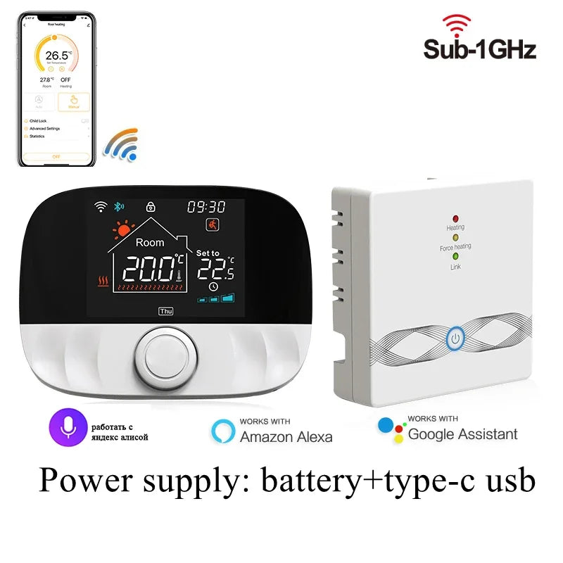 Smart Thermostat Cordless RF433 Floor Heating Control For Gas Boiler Tuya App USB Powered Fall 2025 Energy Saving