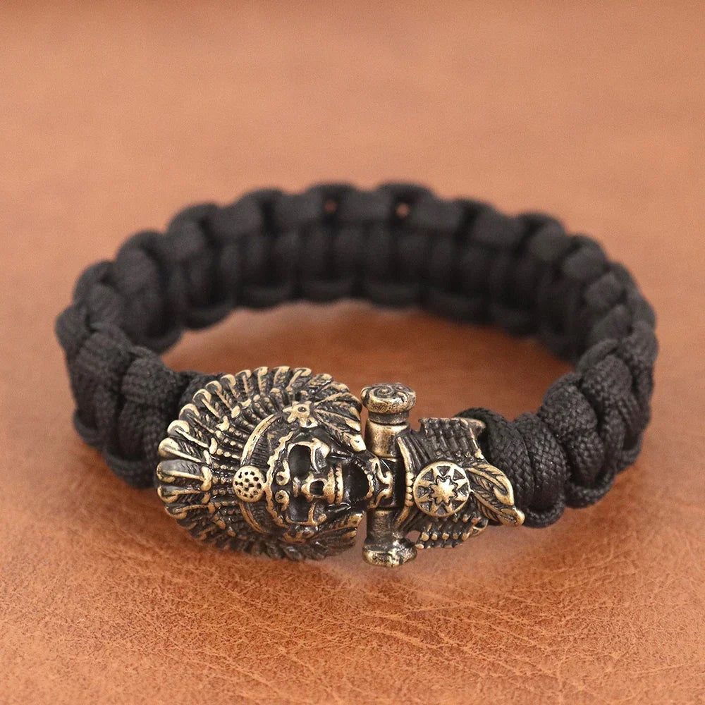 Skull Paracord Bracelet Gothic Wristband Halloween 2026 Gift Idea Flexible Braided Jewelry