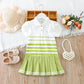 Light girls’ dress - polo collar, knee-length, cotton-elastane, for summer wear