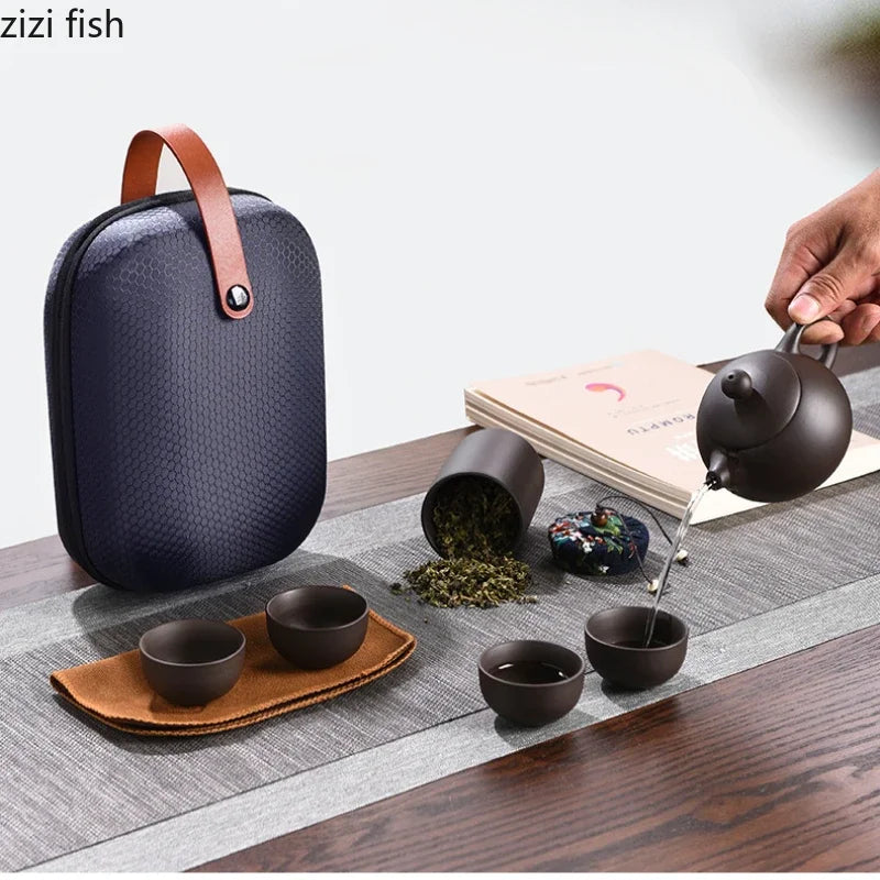 Purple Clay Travel Tea Kit Travel-Friendly Kung Fu Teaware