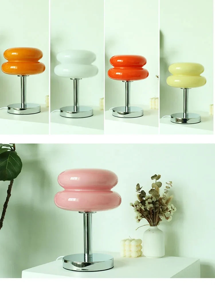 Glass Macaron Table Lamp Trichrome Night Light Eye Guard