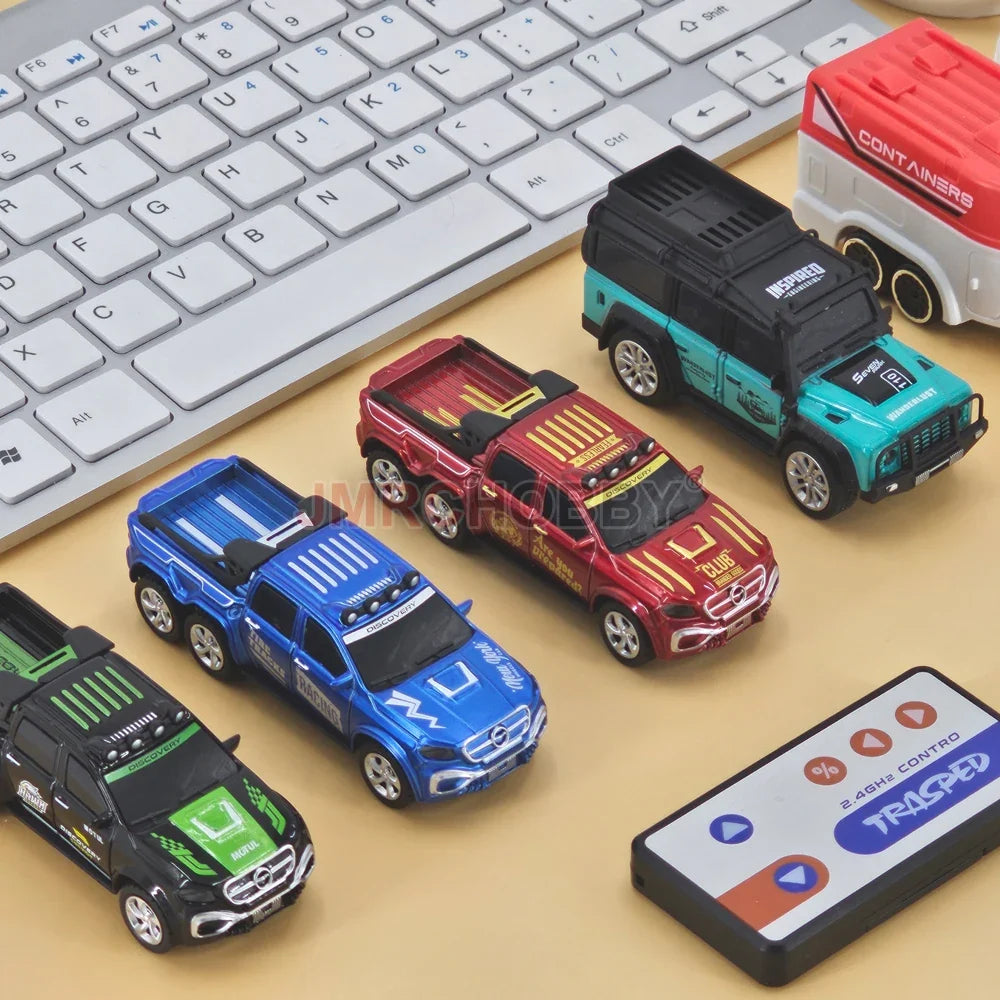 RC Alloy Car with Trailer - 2.4GHz Remote Control Mini Vehicle for Kids & Adults